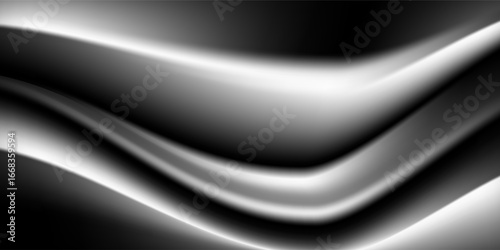 3d chrome spiral template. Silver metal curve element on black background. Y2k fluid wave, flow swirl, 3d path. Dynamic steel shapes. Set vector trend 3d illustration