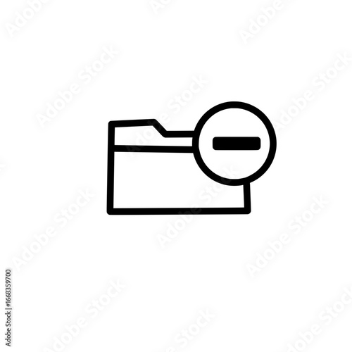 Icon depicting a folder with a minus symbol inside a circle indicating removal operation on white background