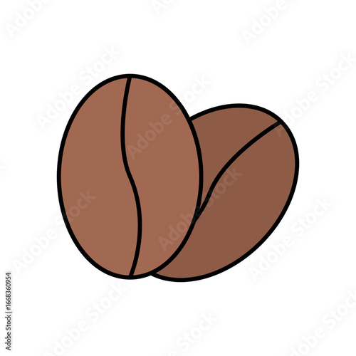 Coffee Beans Drink Ingredient Lineal Color Icon: Coffee and Beverage