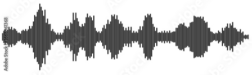 Sound radio wave icon, voice message podcast audio recording. Music waveform pulse, equalizer rhythm symbol. Record level vibration.