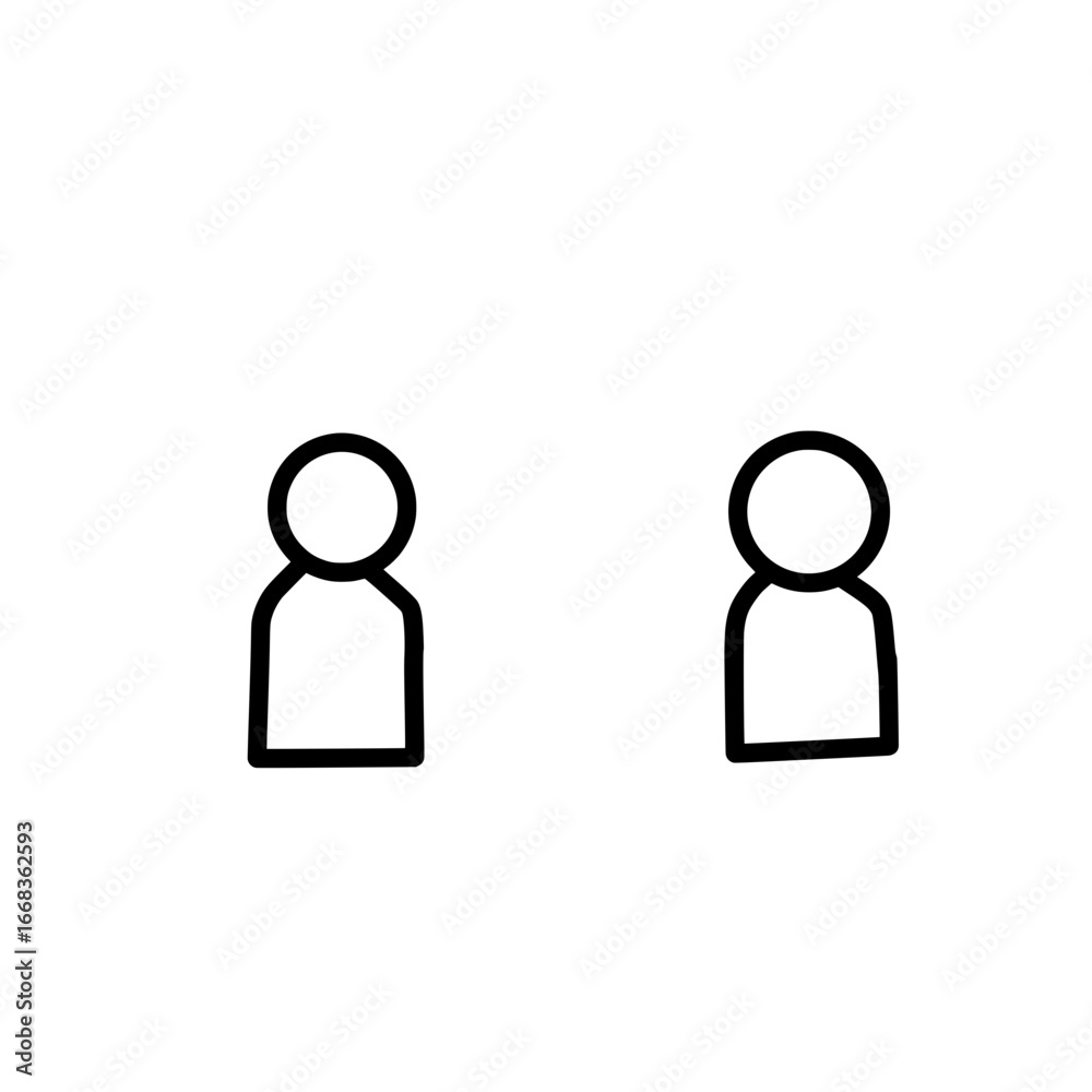 Two simple stick figure representations standing next to each other in a white background image style Two simple stick figure representations standing next to each other in a white background image style