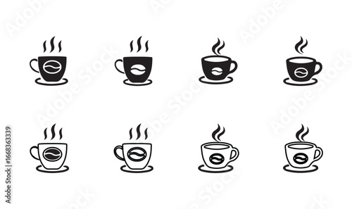 Coffee cup icon set, hot drink i tea cup sign, Hot drink icon, coffee tea collection, Vector Illustration EPS 10.