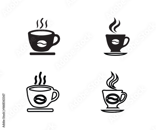 Coffee cup icon set, hot drink i tea cup sign, Hot drink icon, coffee tea collection, Vector Illustration EPS 10.