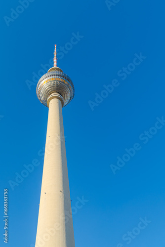 Low Angle View of Berlin TV Tower on Clear Day, Germany