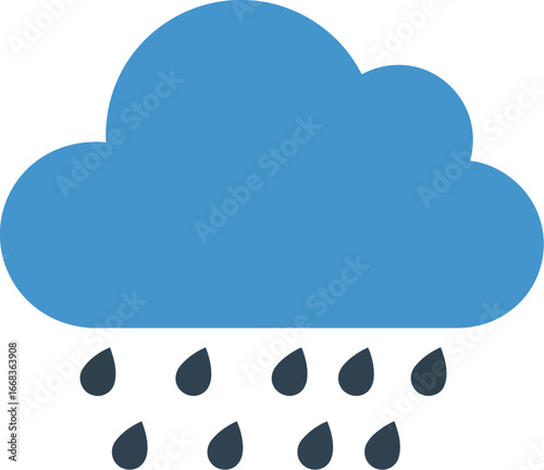 Blue rain cloud with falling drops simple icon weather symbol vector