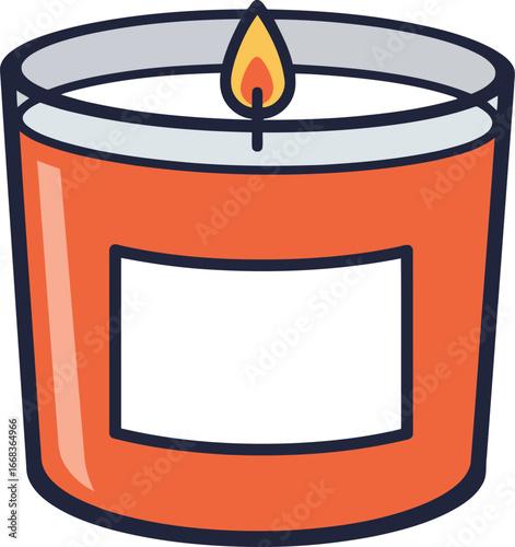 Warm scented candle with flame glow cozy home ambiance vector