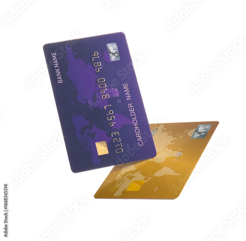 Flying credit cards on whit...