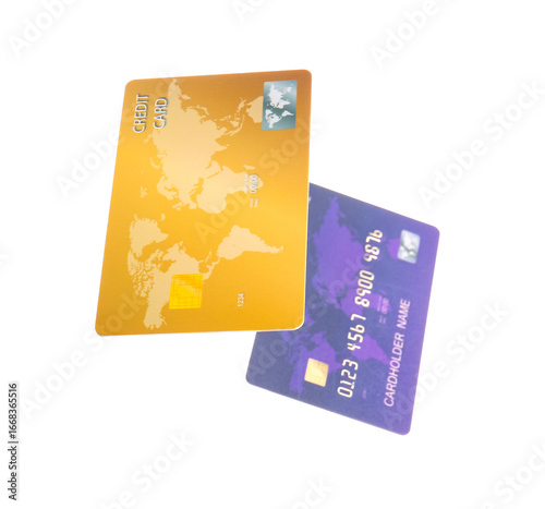 Flying credit cards on whit...