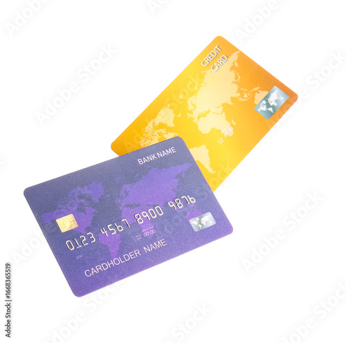 Flying credit cards on whit...
