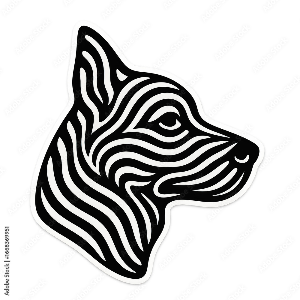 custom made wallpaper toronto digitalStriped dog head with abstract pattern and graphic design creates stylish pet silhouette, PNG Transparent