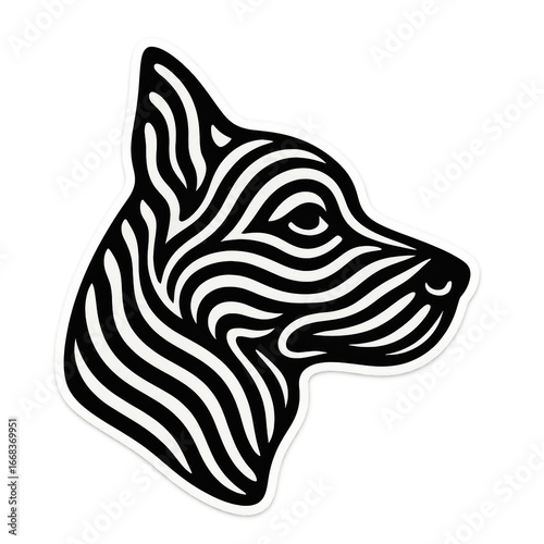 Wallpaper Mural Striped dog head with abstract pattern and graphic design creates stylish pet silhouette, PNG Transparent Torontodigital.ca