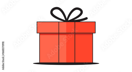 Red gift box present with ribbon bow celebration holiday birthday christmas surprise package vector graphic on transparent background