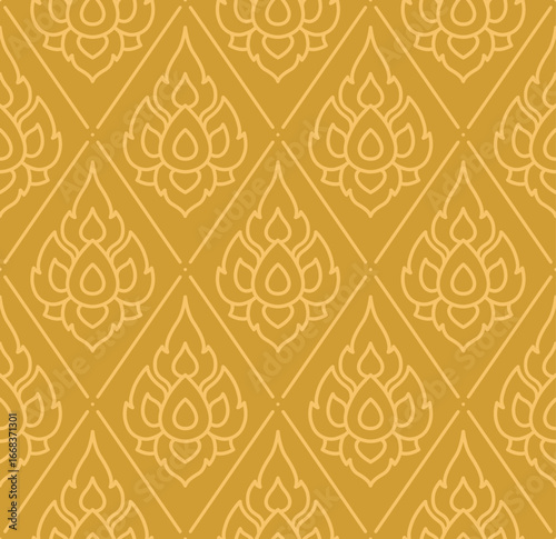 Golden Flower Seamless Pattern Background