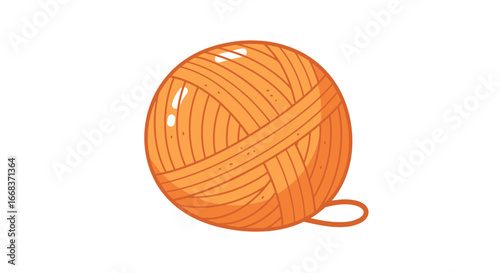 Orange yarn ball fiber thread knitting crochet craft hobby soft wool textile bright color design on transparent background