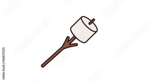 Marshmallow roasting stick campfire treat sweet dessert food holiday camping party dessert delicious snack on transparent background