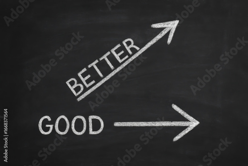 Wallpaper Mural Good versus better comparison and improvement show growth progress and success with arrows pointing upward Torontodigital.ca