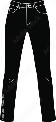 Stylish black denim jeans apparel fashion clothing outfit isolated on white vector