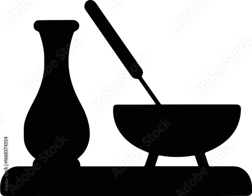 Mortar and pestle silhouette icon on transparent background