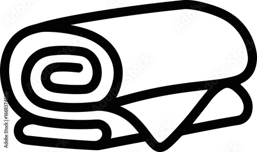 Rolled towel icon in transparent outline on solid transparent background