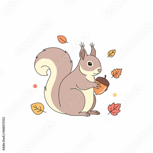 A curious squirrel holds a large acorn nut