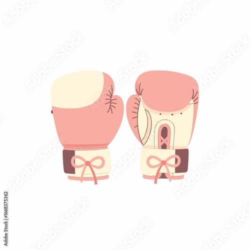 Pair of Pastel Pink Boxing Gloves with Beige Accents.