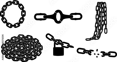 Chain silhouette, Chain svg, Chain vector clipart, Metal chain silhouette, Metal chain svg, Silhouette of chain, Chain vector bundle. 