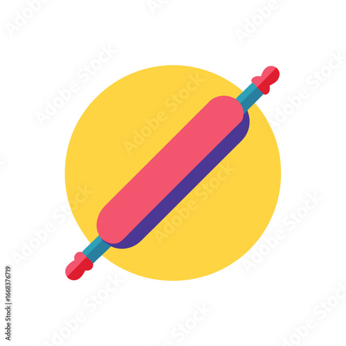 Rolling Pin Baking Tool Vector, Pastry Dough Utensil Illustration