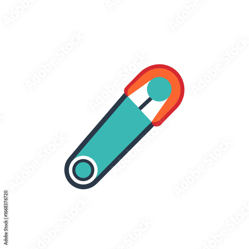 Safety Pin Metal Object Vector, Sewing and Fastening Tool Clipart