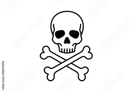 Black  white skull and crossbones emblem skull over crossed bones on white