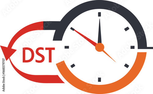 Daylight saving time dst clock forward arrow vector graphic illustration
