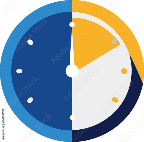 Vector graphic of a clock illustrating day and night cycles for time management concepts