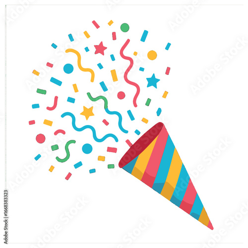 Colorful confetti explosion | festive, party, celebration, holiday background vector