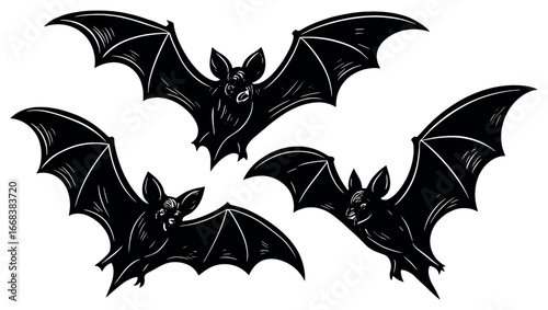 Flying nocturnal bats vector: halloween-themed art for spooky designs