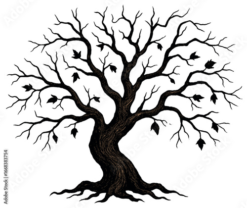 Eerie tree silhouette vector for halloween: spooky, creepy, dark, mysterious, haunted atmosphere