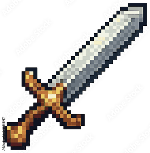 Pixel art sword vector | retro gaming style, 8-bit weapon illustration
