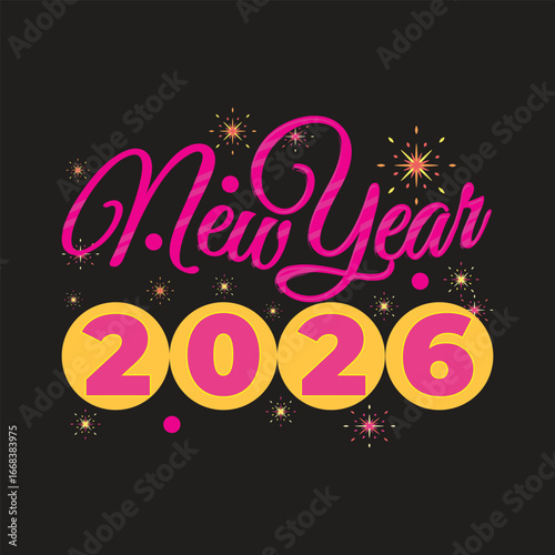 New Year 2026 quotes t shirt designs, new year hand lettering typography vector illustration.	