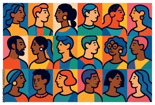 Vibrant diverse portraits vector for cultural celebration and inclusivity