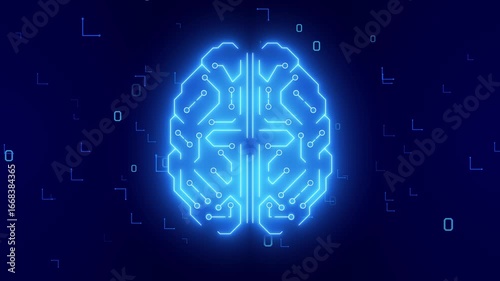Wallpaper Mural A powerful motion graphic showing a glowing human brain with digital lines and data, symbolizing artificial intelligence, machine learning, and thought. Torontodigital.ca