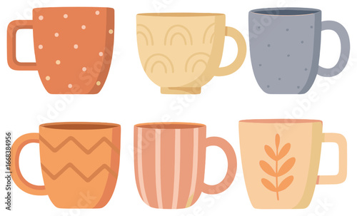 Colorful coffee mugs vector | cozy and vibrant mug designs for cafes and kitchens