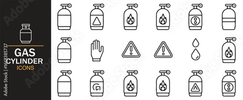 Minimalist gas cylinder icons for industrial energy and household fuel design.