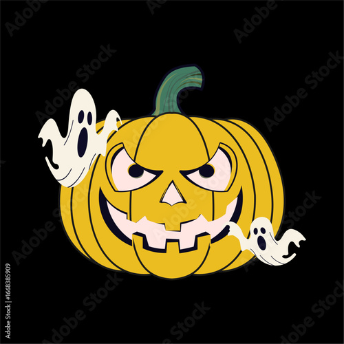 Spooky Jack-o'-lantern with Ghosts for Halloween