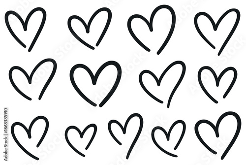 Heart doodles vector: whimsical, minimalistic love symbols for valentine's day designs