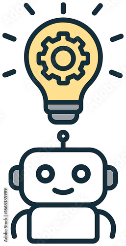 Innovation vector: creativity and technology concept with lightbulb and robot symbol