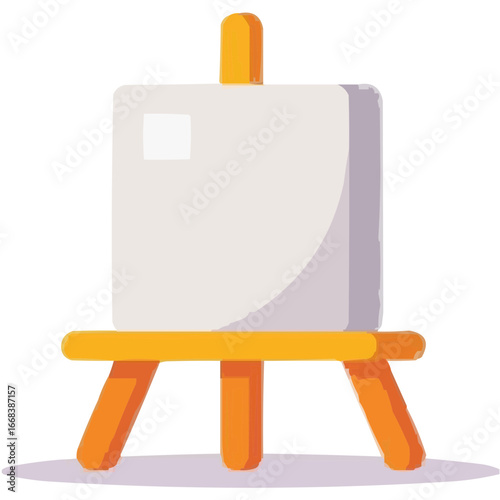 Blank canvas on wooden easel with colorful stand  