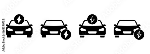 Electric Car icon vector set. Friendly alternative energy symbol