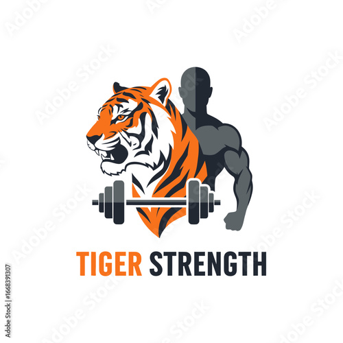Tiger Strength logo design.  Powerful imagery for fitness.