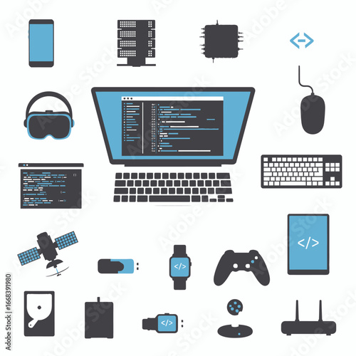 Collection of modern tech icons