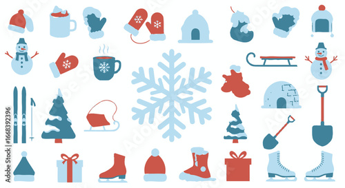 A delightful set of winter icons, perfect for festive designs.