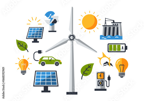 Illustrative graphic depicting various renewable energy sources.