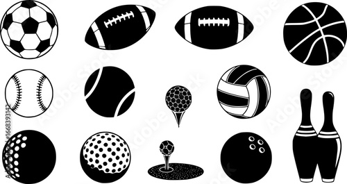 Sports ball svg, Sports ball silhouette, Game ball silhouette, Game ball svg, Football silhouette, Ball svg, Football silhouette svg, Sports ball icons, Soccer ball svg, Sports ball vector bundle 